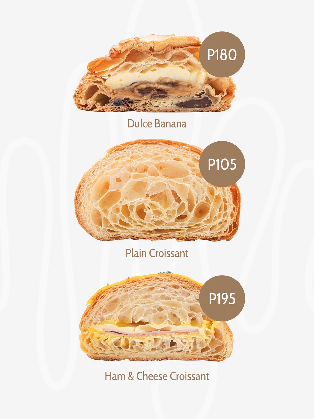 Croissant layers closeup — Dulce Banana and Plain
